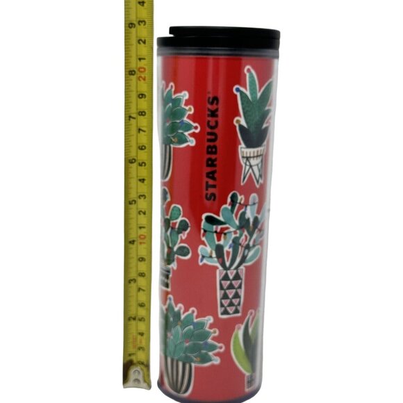 Starbucks Cactus Holiday Tumbler Coffee Mug 16oz Red Sealing Twist Lid Christmas - Picture 8 of 8